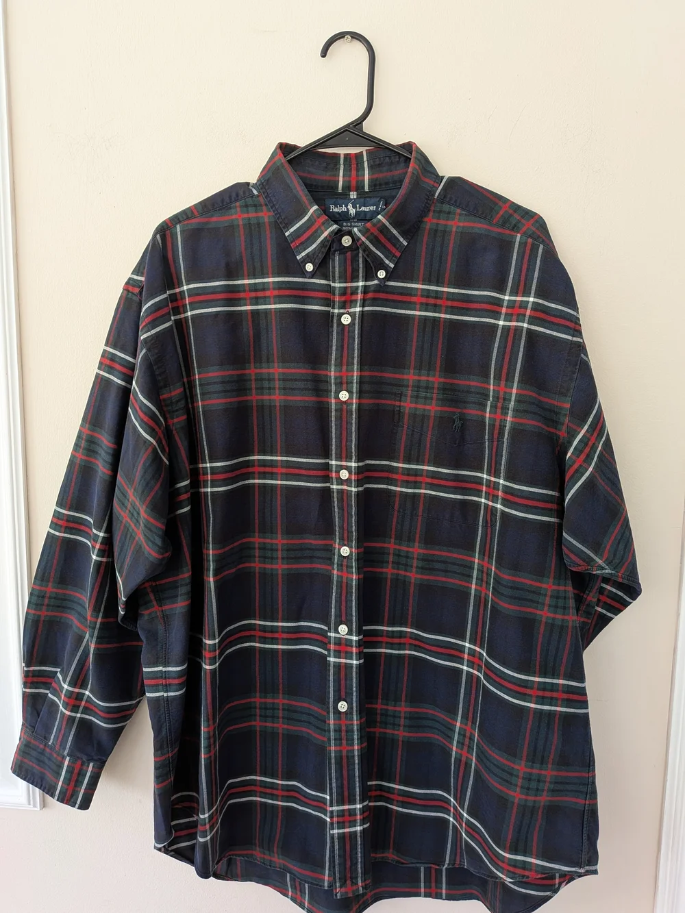 Ralph Lauren Big Shirt Plaid Tartan Cotton Button Down Shirt XL